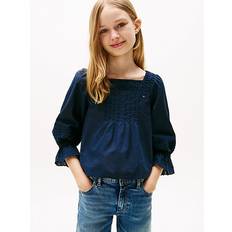 Tommy Hilfiger Bomull Blusar Tommy Hilfiger Broderie Anglaise Pintuck Blouse - Dark Blue