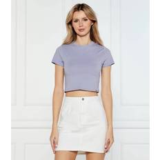 Calvin Klein Lila Överdelar Calvin Klein Cropped Cotton Stretch T-shirt - Purple