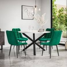 Green - Round Dining Sets More4Homes Malvern Round Marble Effect Table Dining Set