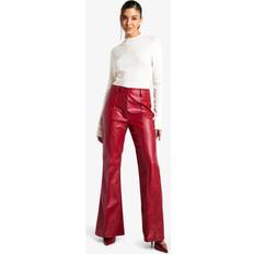 Boohoo Tapered Trousers & Shorts boohoo Leather Look High Waisted Seam Front Trousers - Red