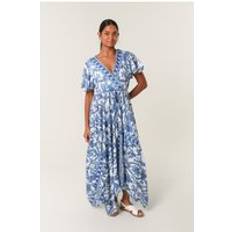 Wrap Dresses Blue Vanilla Navy Asymmetric Hem Wrap Dress -