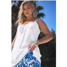 Viscose - Women Tank Tops Yours Crochet Trim Cami Top Curve Plus Size - Cream