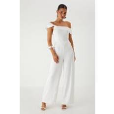Clothing Misspap Twist Straight Leg Jumpsuit - White