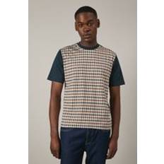 Men - Natural T-shirts Aquascutum Iconic Front Plain Back Check T Shirt - Navy