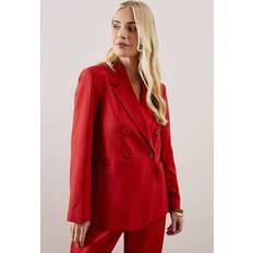 Orange - Women Blazers Wallis Petite Double Breasted Collared Blazer - Rust