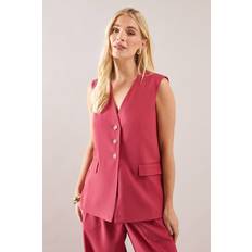 Orange - Women Vests Wallis Petite Three Button Pocket Detail Waistcoat - Coral
