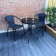 Outdoor Living The Bolero Seater Modern Rattan 70 x 60 x 60 cm Bistro Set, 1 Table incl. 2 Chairs