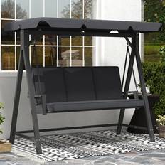 Metal Canopy Porch Swings OutSunny 3 Seater Garden Swing Seat Adjustable Canopy Cushion 170 x 120 x 198 cm