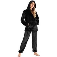 CityComfort Varm Fleece Pyjamas Set - Svart