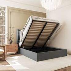 SECONIQUE Verona 4'6'' Double Ottoman Grey Frame Bed