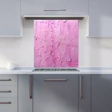 Pink Splash Guards Warren Reed Bright Pink Textured Effect Kitchen Splashback 75 x 70 x 0.6 cm Splash Guard