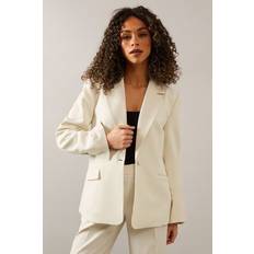 White - Women Blazers Wallis Womens Linen Mix Wrap Detail Blazer - Cream