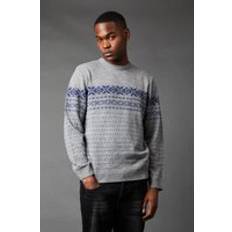 Burton Herr Tröjor Burton Mens Light Grey Placement Pattern Christmas Jumper