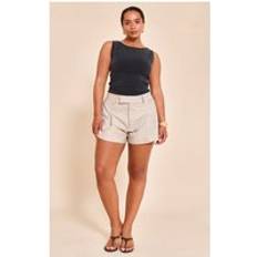 Pleats Shorts PrettyLittleThing Tailored Adjustable Waist Shorts - Grey