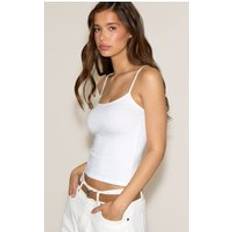 Cotton Tank Tops PrettyLittleThing Soft Cotton Strappy Vest Top - White