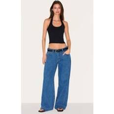 PrettyLittleThing Low Rise Wide Leg Jeans - Dark Blue