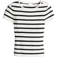H&M Overdele H&M Fine Knit T-shirt - Cream/Black Striped