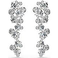 Swarovski Silver Plated Earrings Swarovski Constella Drop Earrings Mixed Cuts Rhodium Plated - White