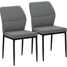 Steel Kitchen Chairs Homcom Curved Back Padded Seat Grey Kitchen Chair 86cm 2pcs