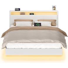 Rahmenbetten Vasagle Bettgestell mit LED-Beleuchtung und Ladestation 160 x 200 cm Rahmenbett