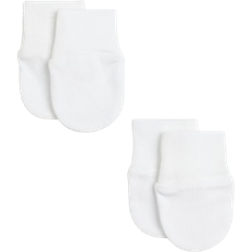 Hvid Vanter H&M Cotton Jersey Scratch Mittens 2-pack - White (0737169001)