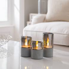 Dunelm Set of 3 Glass Grey LED Candle 15cm 3pcs