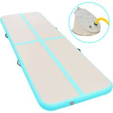 10.0 cm Airtracks vidaXL Inflatable Gymnastics Mat with Pump 500x100x10 cm - Green