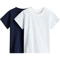 H&M Baby 2-Pack T-Shirt I Bomull - Marinblå/Randig