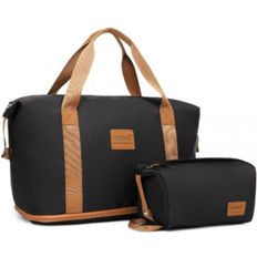 Kono Two Pieces Expandable Waterproof Travel Duffel Set - Black Brown