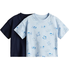 H&M Baby 2-pack T-shirt i Bomull - Blå/Hundar