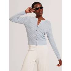 Ted Baker Cardigans Ted Baker Wool Blend Knit Crew Neck Cardigan - Pl-Blue