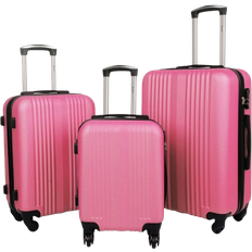 Pink Suitcase Sets Groundlevel Stripe Luggage Set of 3 - Pink