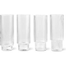 ferm LIVING Ripple Long Clear Drink Glass 30cl 4pcs