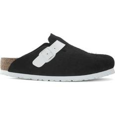 Birkenstock Boston - Men Shoes Birkenstock Boston Suede Leather/Birko-Flor - Black White