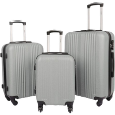 Groundlevel Stripe Luggage Set of 3 - Silver