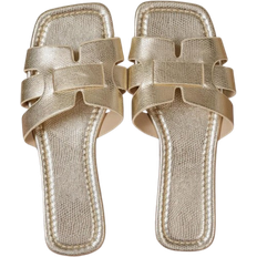 Synthetic Leather Shoes Shein Korean Style Casual Flat Slippers For Women, Summer Outer Wear, Open-toed Sandals, Autumn New Style, Woven Roman Summer Sandals, Women's Summer Outer Wear, Fashionable French Ladies With, Going Out To The Beach, H-shaped Women's Summer Outer Wear, French Summer Sandals, Bohemian Style Lightweight Thong Flat Shoes For Beach Wear