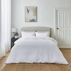 Dunelm Super Soft Microfibre Stripe Pillowcase Set Duvet Cover White
