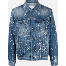 Off-White Men Jackets Off-White Paint Splatter Skate Fit Denim Jacket - Blue