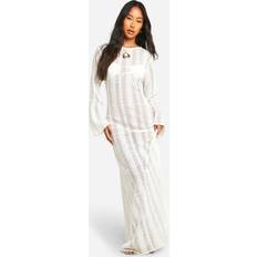 M Swimsuit Cover-Ups & Sarong Wraps boohoo Womens Crochet Tie Beach Maxi Dress - White