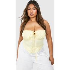 Corsets boohoo Plus Tie Front Cotton Corset Top - Yellow