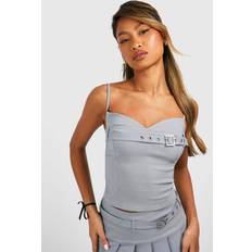 Corsets boohoo Womens Buckle Detail Corset Top - Grey