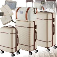 tectake Madison Travel Suitcase Set of 13 - Cream