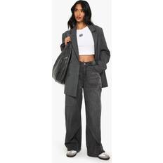 boohoo Petite Basic Wide Leg Jean - Grey