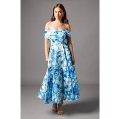 Coast Organza Pleated Top Midi Dress - Blue