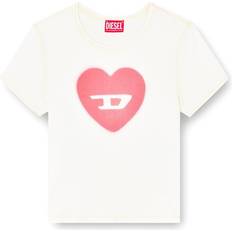 Diesel Dam T-shirts Diesel T-shirt Côtelé Avec Caur D Effet Aquarelle - Blanc