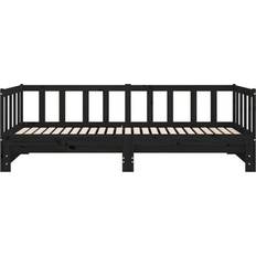 Træ Sofaer vidaXL Pull-Out Black Sofa 203.5cm 3 personers