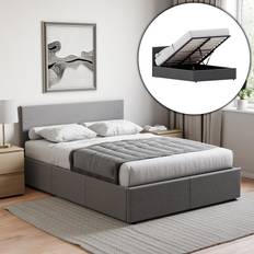 Vida Designs Veronica Dark Grey Linen 190 x 135 cm Frame Bed
