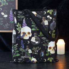 Fabric Tote Bags Attitude Clothing Gothic Long Handle Polycotton Canvas Tote Bag - Black