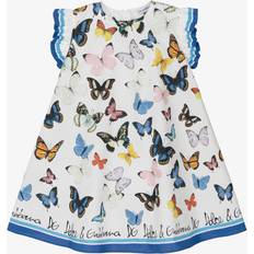 White Dresses Dolce & Gabbana Girls Butterfly Print Cotton Dress Blue/White