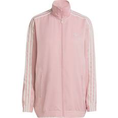 Adidas Pink Outerwear adidas Originals Satin Firebird Track Top Ruffle 3-Stripes - Pink